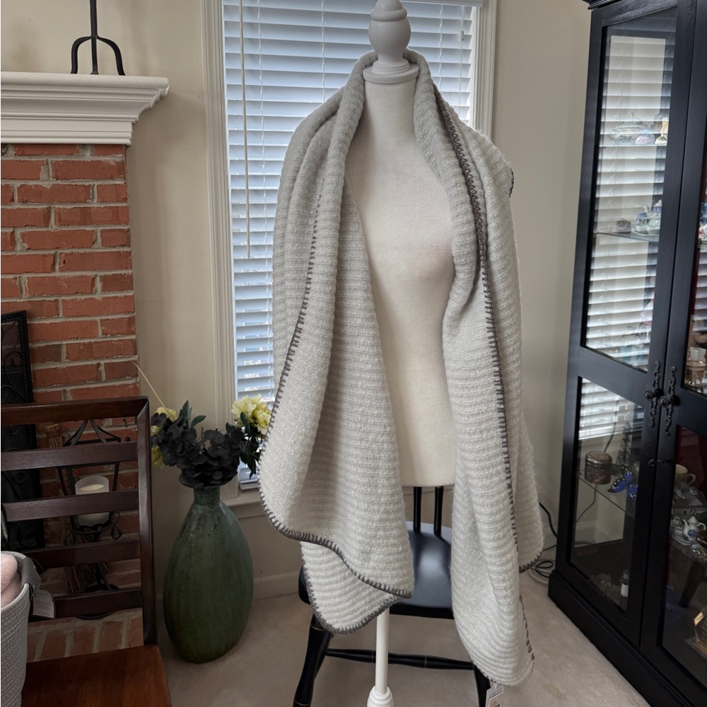 NWT Anthropologie light blue and grey knit scarf wrap